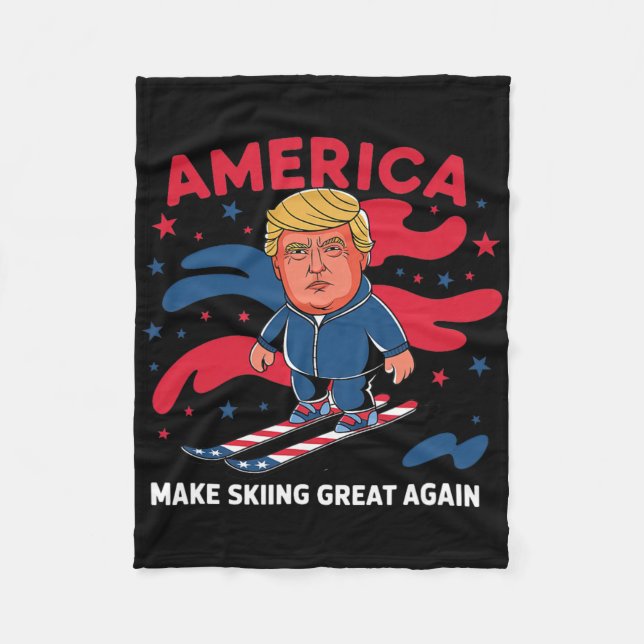 Donald Trump Skiing America - Do Skiing Underbar A Fleecefilt (Framsidan)