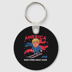 Donald Trump Skiing America - Do Skiing Underbar A Nyckelring