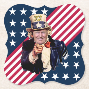 Donald Trump som farbror Sam ~ Stars & Rand ~ 2020 Underlägg Papper