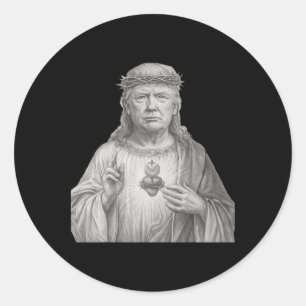 Donald Trump som Jesus - Tro och patriotism för kr Runt Klistermärke