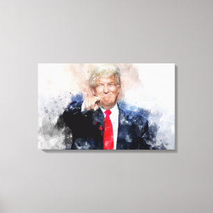 Donald Trump som pekar på porträtt vattenfärg Canvastryck