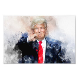 Donald Trump som pekar på porträtt vattenfärg Fototryck