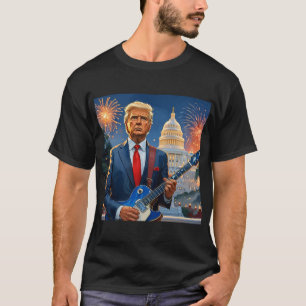 Donald Trump Spela Electric Guitar US Huvudstad T Shirt