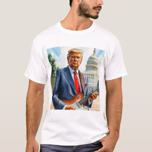 Donald Trump Spela Electric Guitar US Huvudstad T Shirt