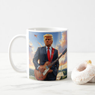 Donald Trump Spela Electric Guitar Washington DC Kaffemugg