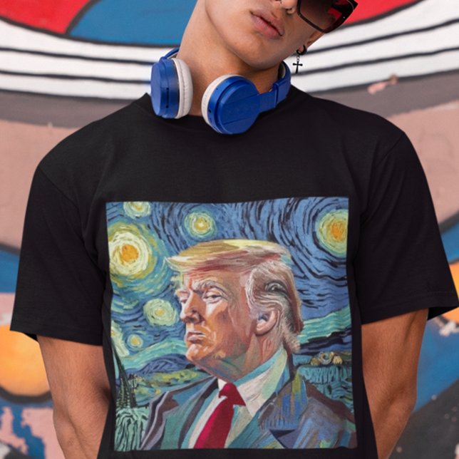 Donald Trump Starry Night Van Gogh Art Stil 2024 T Shirt (trump 2024 shirt, donald trump in van gogh starry night style t-shirt)