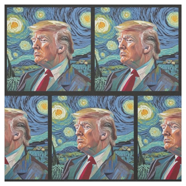 Donald Trump Starry Night Van Gogh Art Stil 2024 Tyg (Provkarta)