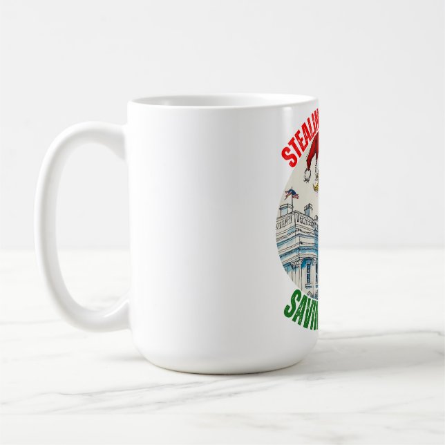 DONALD TRUMP - STEALING CHRISTMAS, SAVING AMERICA KAFFEMUGG (Vänster)