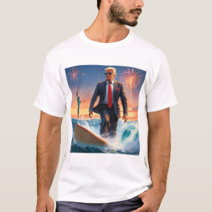 Donald Trump Surfing Frihetsgudinnan Fireworks T Shirt