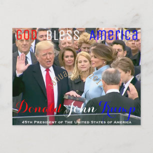 Donald Trump tar sin Oath of Office 20 januari Vykort