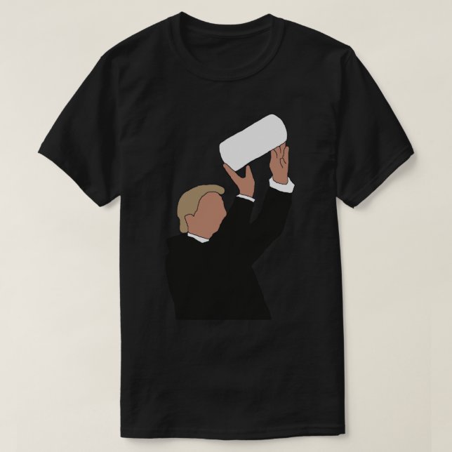 Donald Trump Throwing Papper Towels Sticker T Shirt (Design framsida)