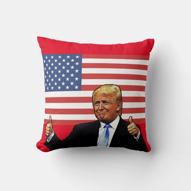 DONALD TRUMP THUMBS UP PATRIOTIC PILLOWS KUDDE (Framsida)