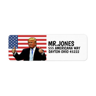 DONALD TRUMP THUMBS UP Returadressetikett Returadress Etikett
