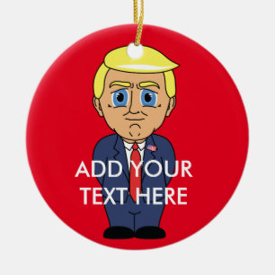 Donald Trump tittar självbelåtet Julgransprydnad Keramik
