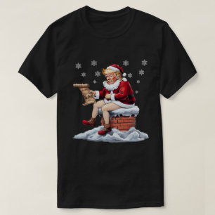 Donald Trump Tomte Bajsar Nerför Skorstenen Biden T Shirt