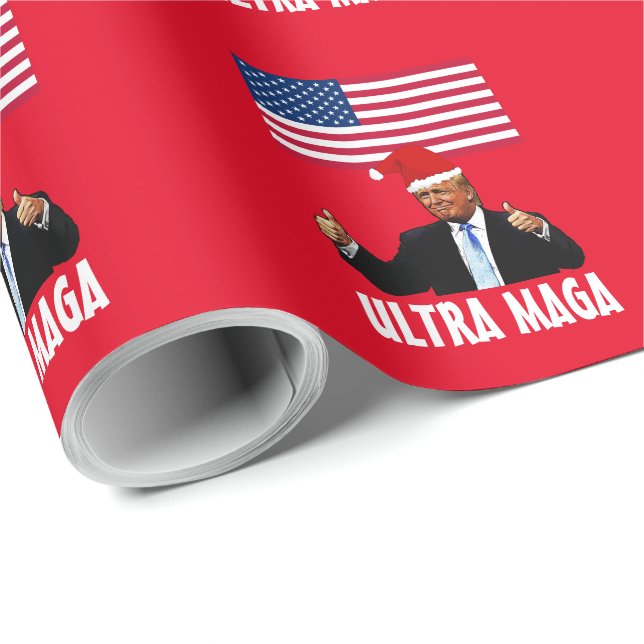 DONALD TRUMP ULTRA MAGA CHRISTMAS WRAPPPING PAPPER PRESENTPAPPER (Rullad Hörn)