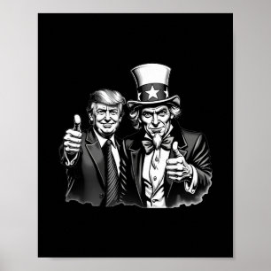Donald Trump Uncle Sam Selfie Tummen Upp Rolig Her Poster