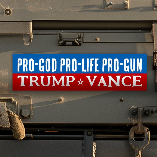 Donald Trump Vance 2024 Pro-God Pro-Life Pro-Gun Bildekal (pro-god pro-life pro-gun trump vance 2024 bumper sticker)
