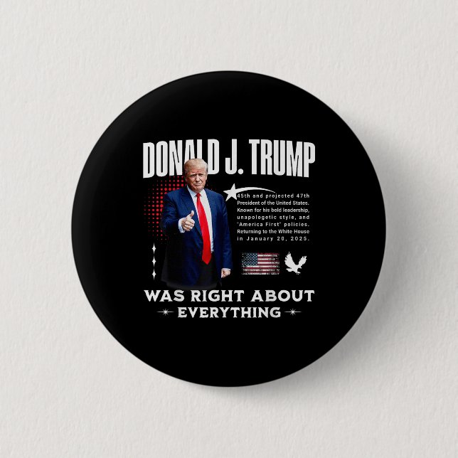 Donald Trump var Höger om allt - Trump 20 Knapp (Framsida)