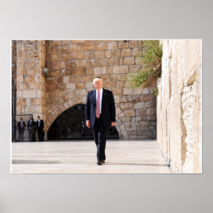 Donald Trump vid den Westernare muren i Israel Poster