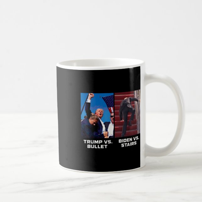 Donald Trump Vs Bullet Biden Vs Trappor Funny Trum Kaffemugg (Höger)