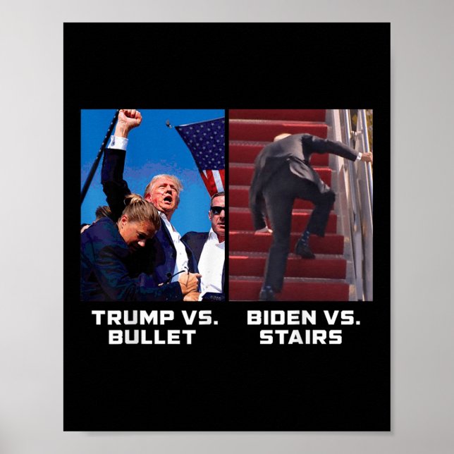 Donald Trump Vs Bullet Biden Vs Trappor Funny Trum Poster (Framsidan)