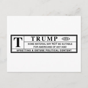 Donald Trump Warning Label Vykort