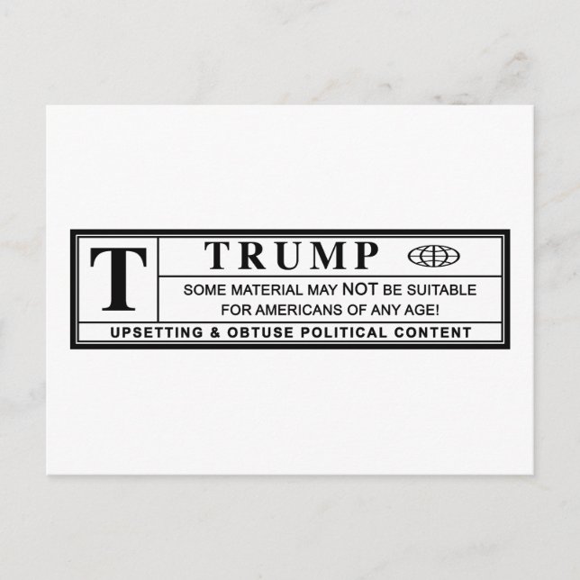 Donald Trump Warning Label Vykort (Framsida)