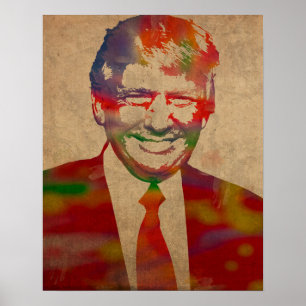 Donald Trump Watercolor Porträtt Poster