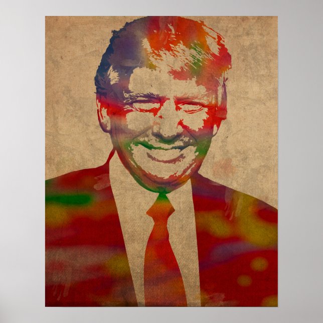 Donald Trump Watercolor Porträtt Poster (Framsidan)
