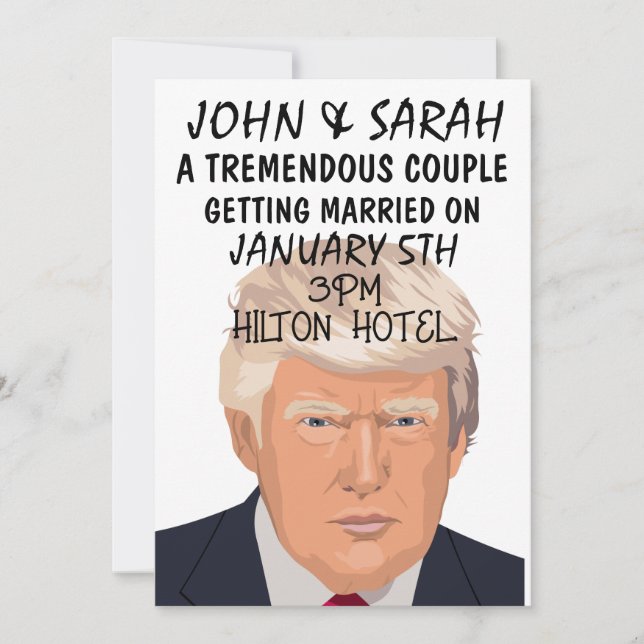 DONALD TRUMP WEDDING INVITATIONS PERSONALIZE INBJUDNINGAR (Framsida)