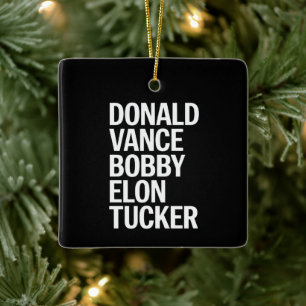 Donald Vance Bobby Elon & Tucker Julgransprydnad Keramik