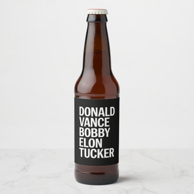 Donald Vance Bobby Elon & Tucker Ölflaska Etikett (Framsida)