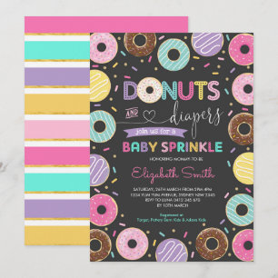 Donaler och blöjor Söta Doughnut Baby Sprinkle Inbjudningar
