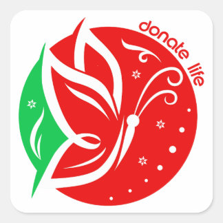 Donate Life Butterfly Donator Medvetenhet Jul Fyrkantigt Klistermärke