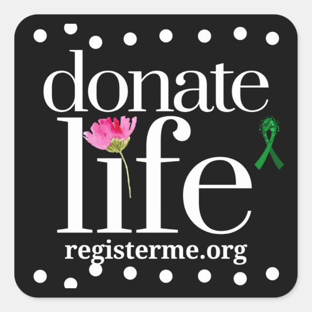 Donate Life Stickers Fyrkantigt Klistermärke (Framsida)