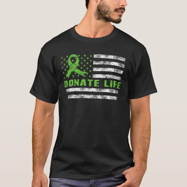 Donate Lifes USA American Flagga Transplant T Shir T Shirt (Framsida)