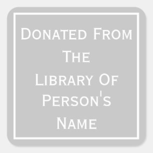 Donated From The Library Of Square Sticker Fyrkantigt Klistermärke
