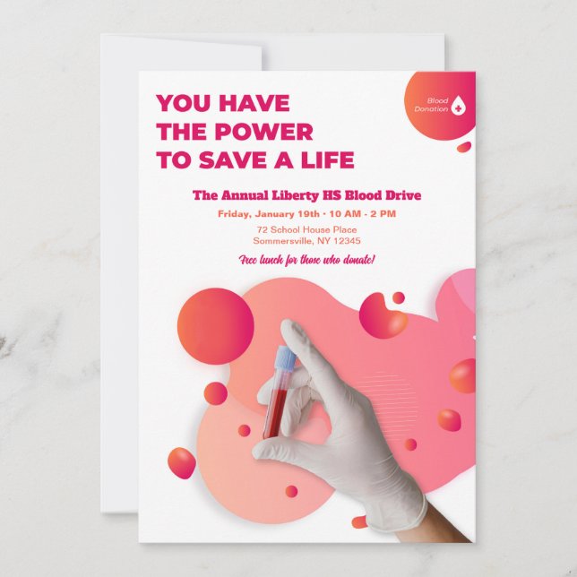 Donation av blod inbjudningar (Framsida)