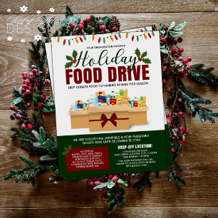 Donation av helgdag Food Drive Charity Fundraiser Reklamblad