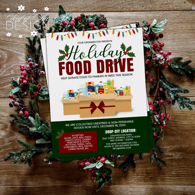 Donation av helgdag Food Drive Charity Fundraiser Reklamblad (Skapare uppladdad)