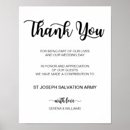 Donation Bröllop-tecken | Modern kalligrafi Poster