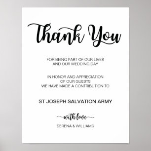 Donation Bröllop-tecken Modern kalligrafi Poster