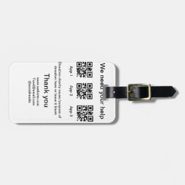 Donation Collection-tipsen burk lägger till q r na Bagagebricka