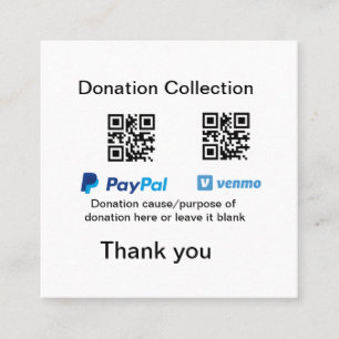 Donation Collection-tipsen burk lägger till q r na Fyrkantigt Visitkort