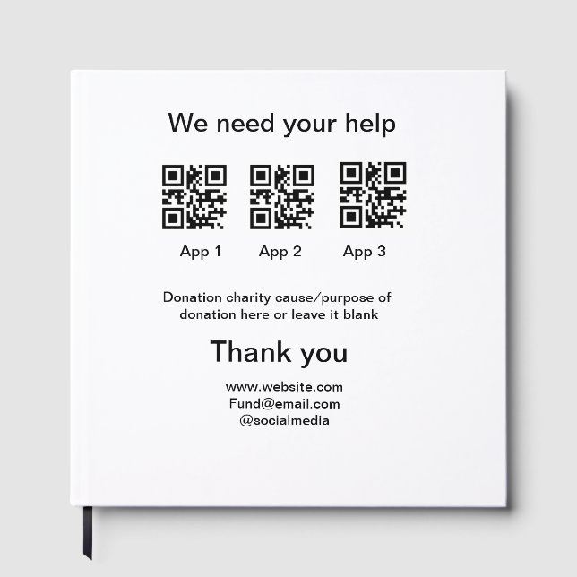 Donation Collection-tipsen burk lägger till q r na Gästböcker (Framsida)