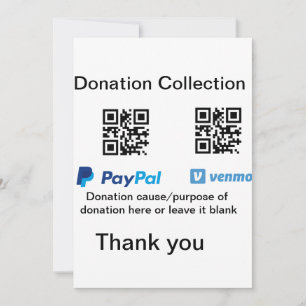 Donation Collection-tipsen burk lägger till q r na Inbjudningar