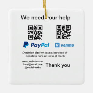 Donation Collection-tipsen burk lägger till q r na Julgransprydnad Keramik