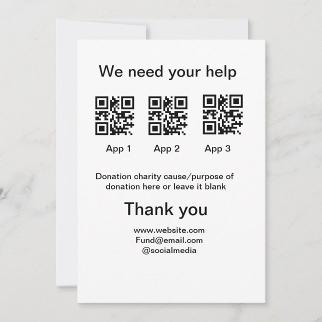 Donation Collection-tipsen burk lägger till q r na Julkort (Framsida)