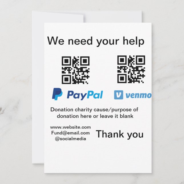 Donation Collection-tipsen burk lägger till q r na Julkort (Framsida)